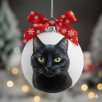 Custom Hand-Painted Pet Portrait Christmas Ball Ornament – Custom Dog or Cat Gift - 4 inches
