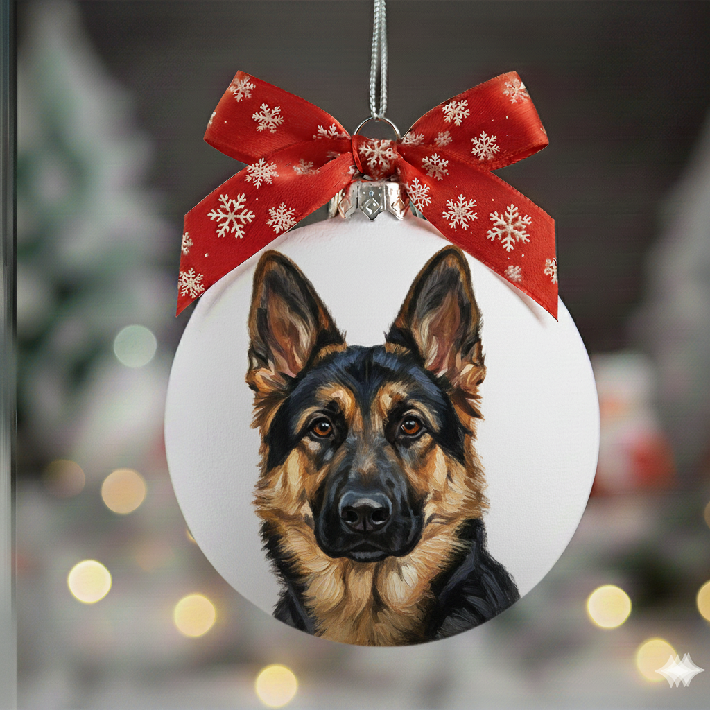 Custom Hand-Painted Pet Portrait Christmas Ball Ornament – Custom Dog or Cat Gift - 4 inches