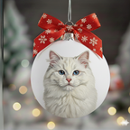 Custom Hand-Painted Pet Portrait Christmas Ball Ornament – Custom Dog or Cat Gift - 4 inches