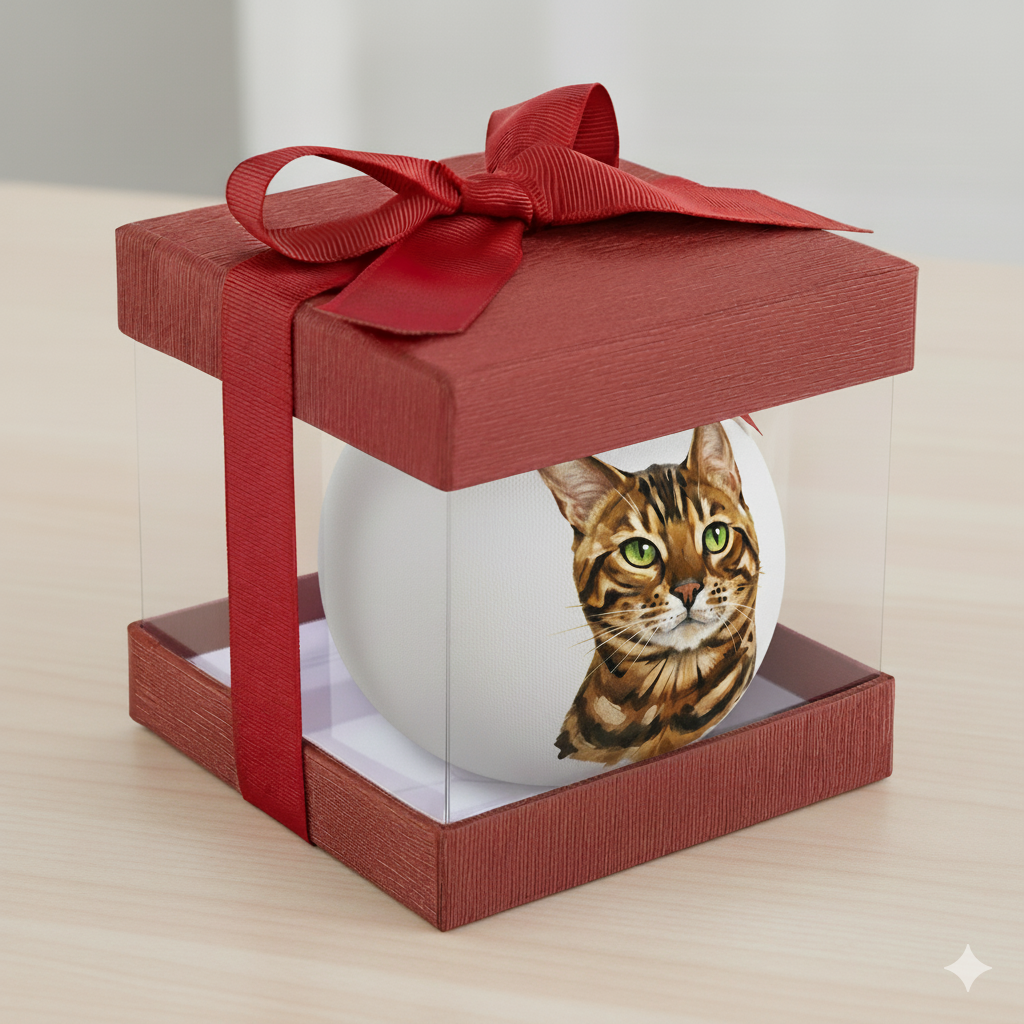 Custom Hand-Painted Pet Portrait Christmas Ball Ornament – Custom Dog or Cat Gift - 4 inches