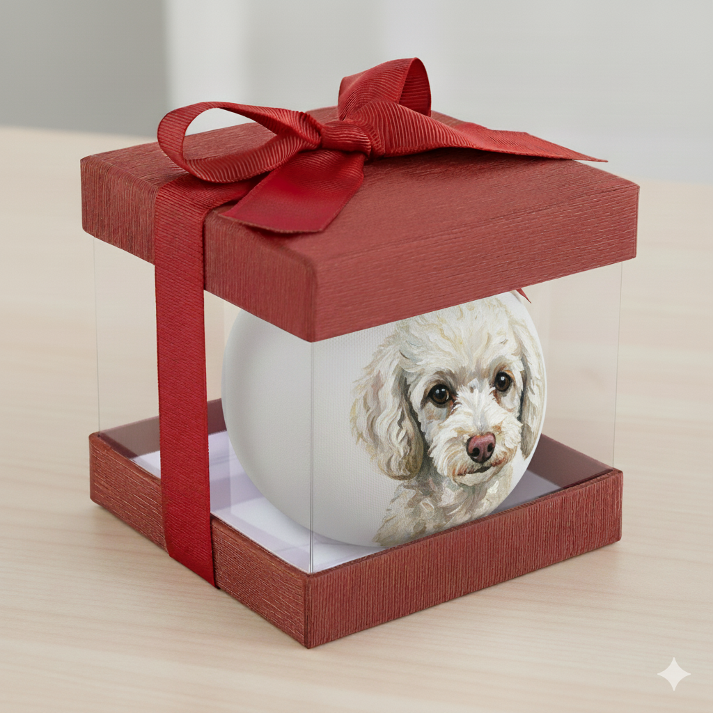 Custom Hand-Painted Pet Portrait Christmas Ball Ornament – Custom Dog or Cat Gift - 4 inches