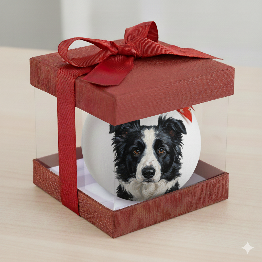 Custom Hand-Painted Pet Portrait Christmas Ball Ornament – Custom Dog or Cat Gift - 4 inches